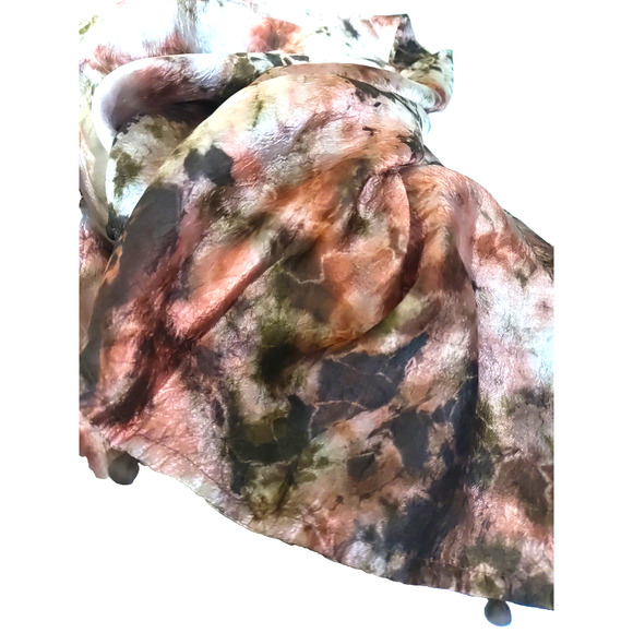 Scarf Rectangle 56 X 20" Brown Orange Gray Silver Sheer Pom Pom Evening - Picture 3 of 6